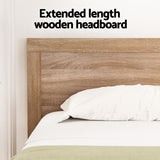 Beds & Bed Frames: Artiss Bed Frame Double Size Wooden Acacia Wood OATMEAL