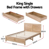 Artiss King Single Size Bed Frame with 2 Drawers Bedroom Furniture