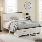 Beds & Bed Frames: Artiss Double Wooden Bed Frame with 2 Drawer Platform Bed with 108cm Solid High Headboard White Bed Base for Bedroom Easy Assembly
