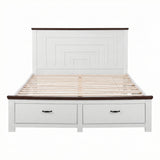 Beds & Bed Frames: Artiss Double Wooden Bed Frame with 2 Drawer Platform Bed with 108cm Solid High Headboard White Bed Base for Bedroom Easy Assembly