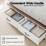 Beds & Bed Frames: Artiss Double Wooden Bed Frame with 2 Drawer Platform Bed with 108cm Solid High Headboard White Bed Base for Bedroom Easy Assembly