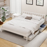 Beds & Bed Frames: Artiss Bed Frame Double Size Wooden Platform with 2 Storage Drawers White SOFIE