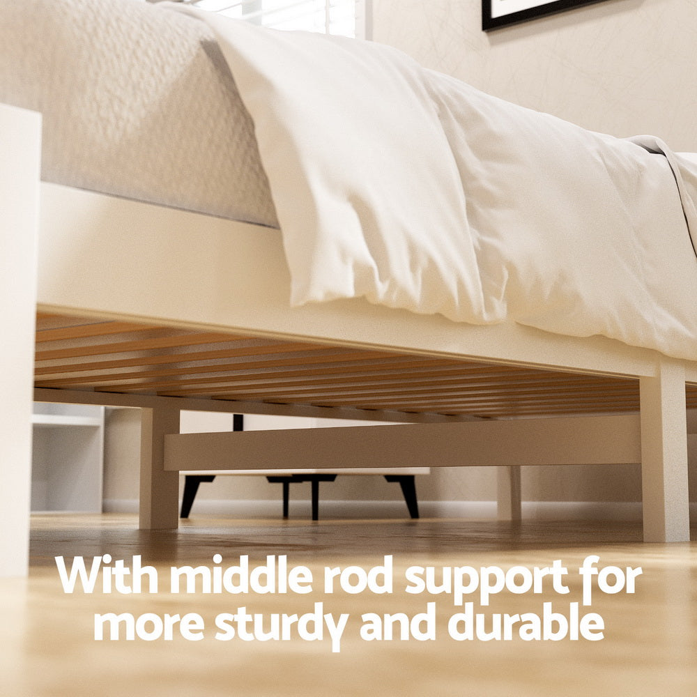 Beds & Bed Frames: Artiss Bed Frame King Single Size Wooden Platform with 2 Storage Drawers White