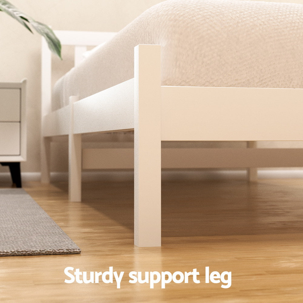 Beds & Bed Frames: Artiss Bed Frame King Single Size Wooden Platform with 2 Storage Drawers White