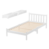 Beds & Bed Frames: Artiss Bed Frame Single Size Wooden Platform with 2 Storage Drawers White SOFIE