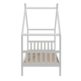 Beds & Bed Frames: Artiss Bed Frame Wooden Base Kids Single Timber House Beds White