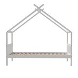 Beds & Bed Frames: Artiss Bed Frame Wooden Base Kids Single Timber House  with 2 Storage Drawers Beds White