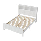 Beds & Bed Frames: Artiss Bed Frame Double Size Wooden with 3 Shelves Bed Head White
