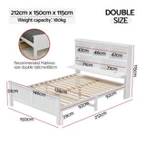 Beds & Bed Frames: Artiss Bed Frame Double Size Wooden with 3 Shelves Bed Head White