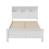 Beds & Bed Frames: Artiss Bed Frame Double Size Wooden with 3 Shelves Bed Head White