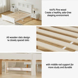 Beds & Bed Frames: Artiss Bed Frame Double Size Wooden with 3 Shelves Bed Head White