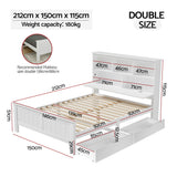 Beds & Bed Frames: Artiss Bed Frame Double Size Wooden with 3 Shelves Bed Head White