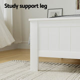 Beds & Bed Frames: Artiss Bed Frame Double Size Wooden with 3 Shelves Bed Head White