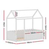 Kid's Beds & Bed Frames: Artiss Bed Frame Wooden Kids House Single Frame White KORI