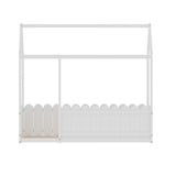 Kid's Beds & Bed Frames: Artiss Bed Frame Wooden Kids House Single Frame White KORI
