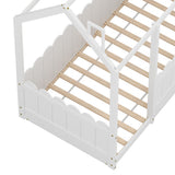 Kid's Beds & Bed Frames: Artiss Bed Frame Wooden Kids House Single Frame White KORI