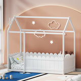 Kid's Beds & Bed Frames: Artiss Bed Frame Wooden Kids House Single Frame White KORI