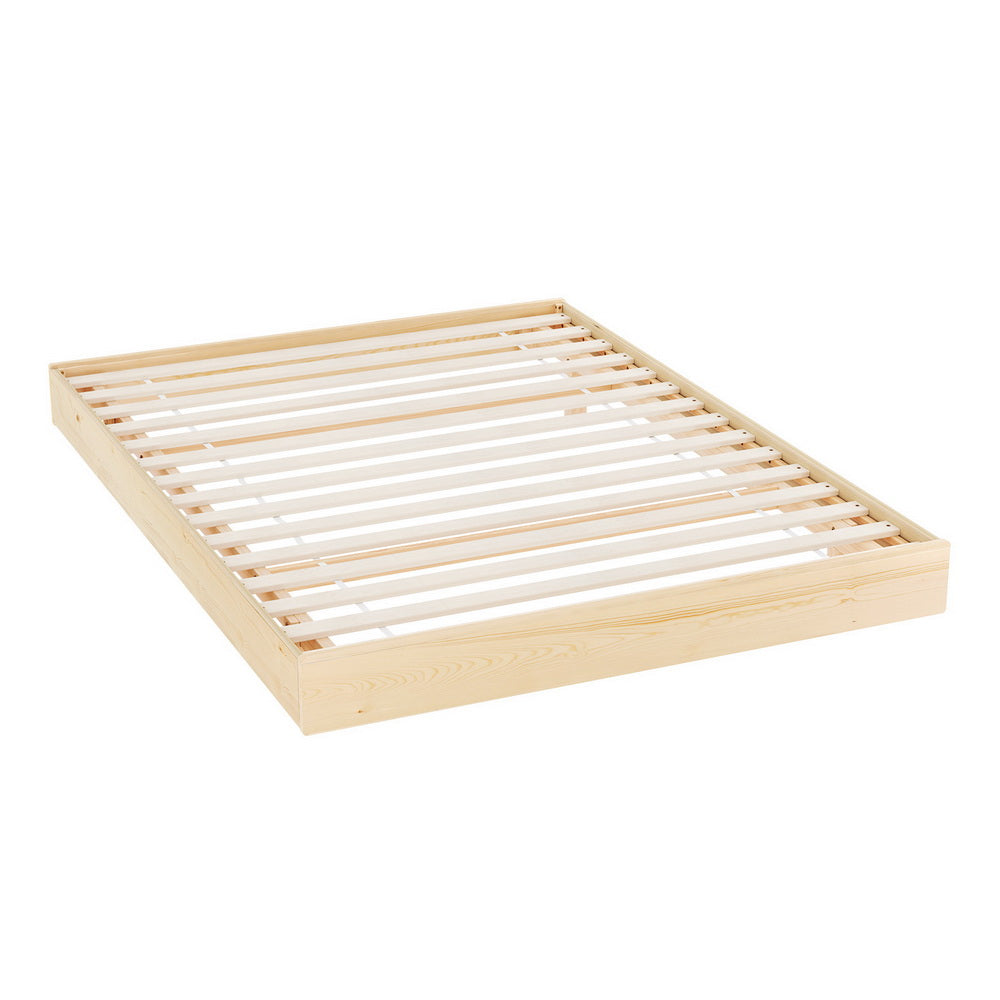 Beds & Bed Frames: Artiss Bed Frame Double Size Floating Wooden Mattress Base Platform Timber ODIN