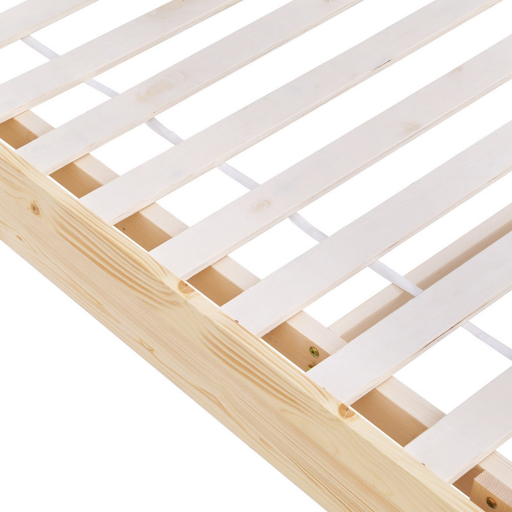 Beds & Bed Frames: Artiss Bed Frame Double Size Floating Wooden Mattress Base Platform Timber ODIN