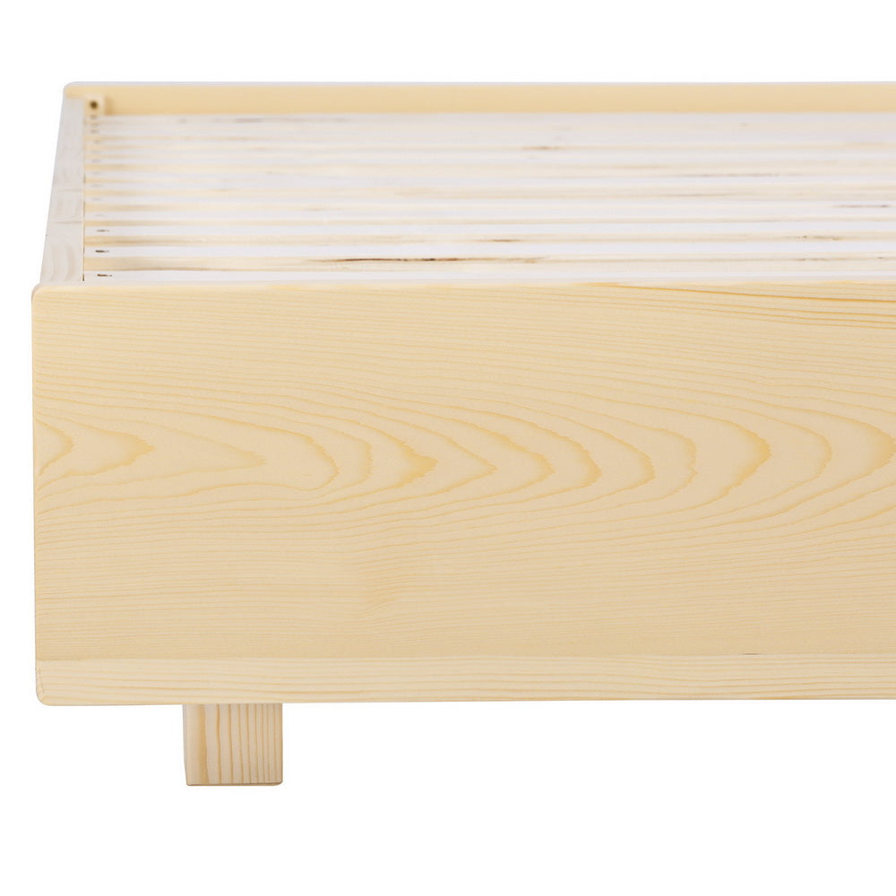 Beds & Bed Frames: Artiss Bed Frame Double Size Floating Wooden Mattress Base Platform Timber ODIN
