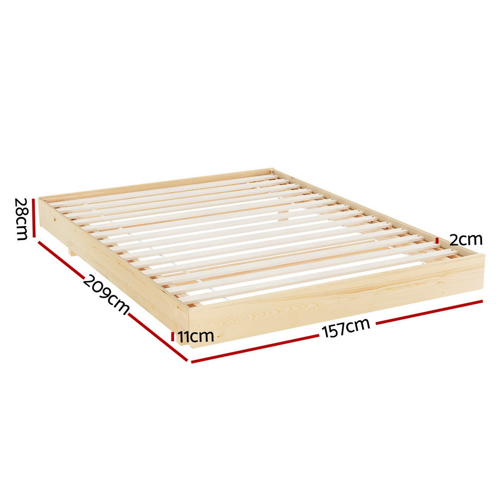 Beds & Bed Frames: Artiss Bed Frame Queen Size Floating Wooden Mattress Base Platform Timber ODIN