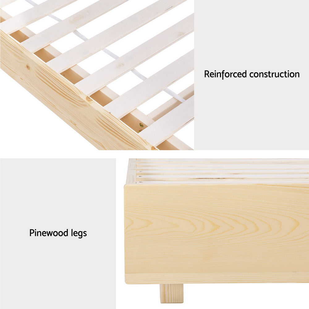 Beds & Bed Frames: Artiss Bed Frame Queen Size Floating Wooden Mattress Base Platform Timber ODIN
