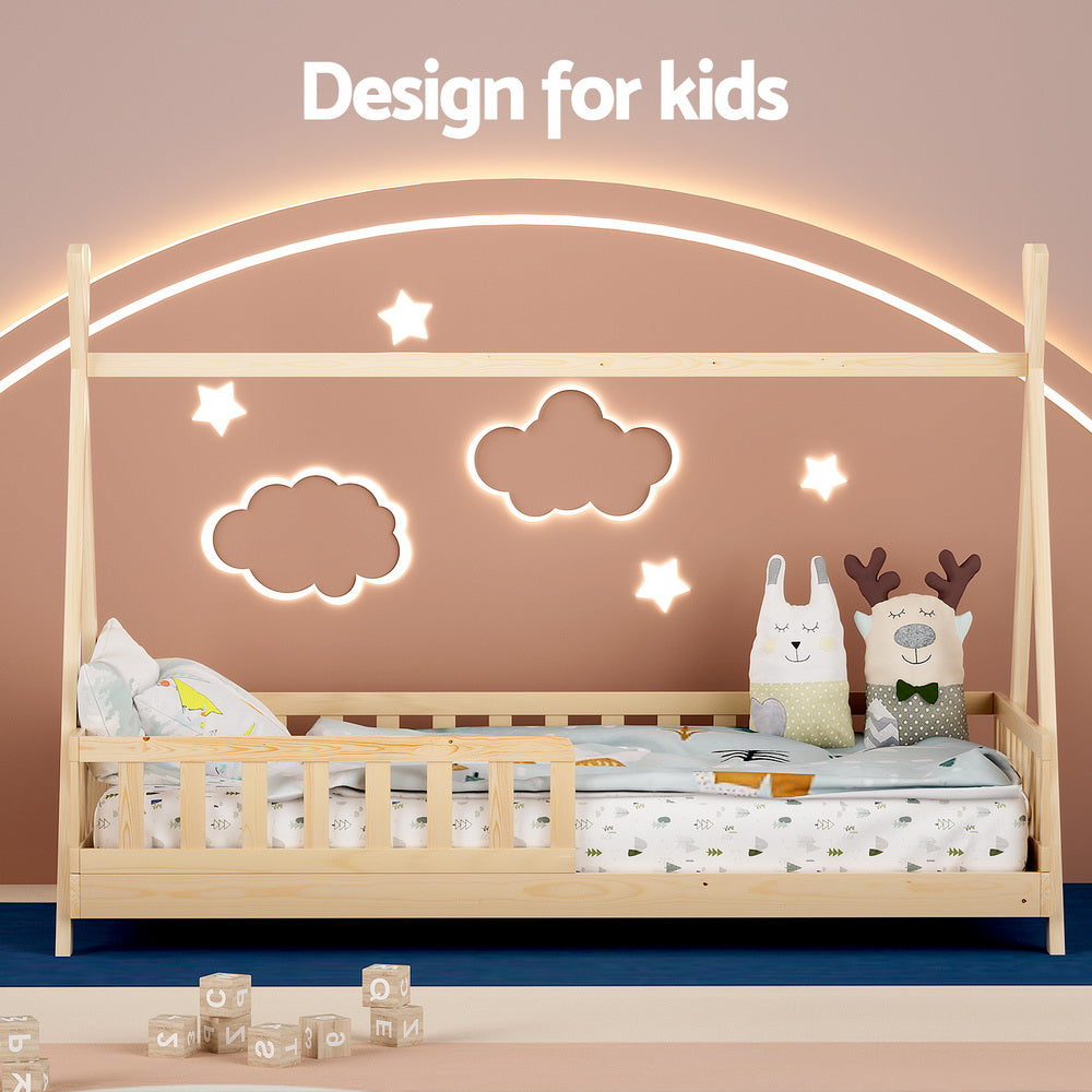 Kid's Beds & Bed Frames: Artiss Bed Frame Wooden Kids House Frames Oak PUAH