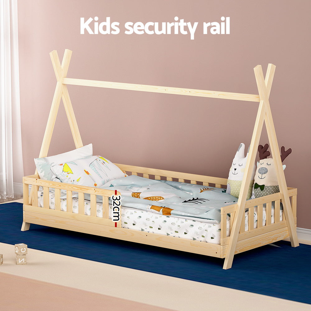 Kid's Beds & Bed Frames: Artiss Bed Frame Wooden Kids House Frames Oak PUAH