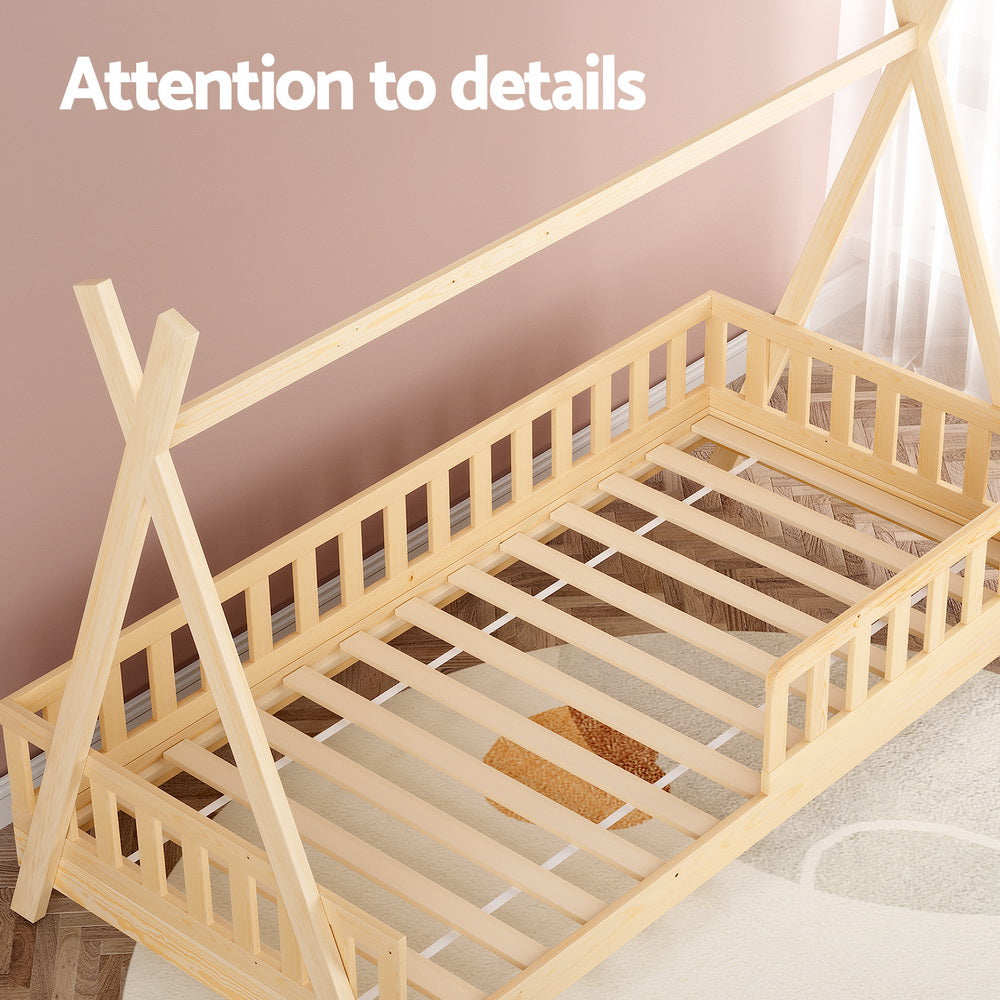 Kid's Beds & Bed Frames: Artiss Bed Frame Wooden Kids House Frames Oak PUAH