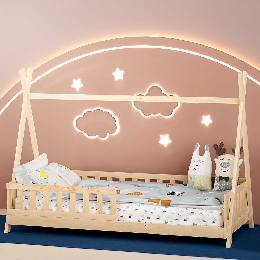Kid's Beds & Bed Frames: Artiss Bed Frame Wooden Kids House Frames Oak PUAH