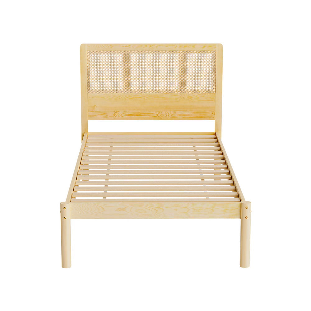 Beds & Bed Frames: Artiss Bed Frame Single Size Rattan Wooden RITA