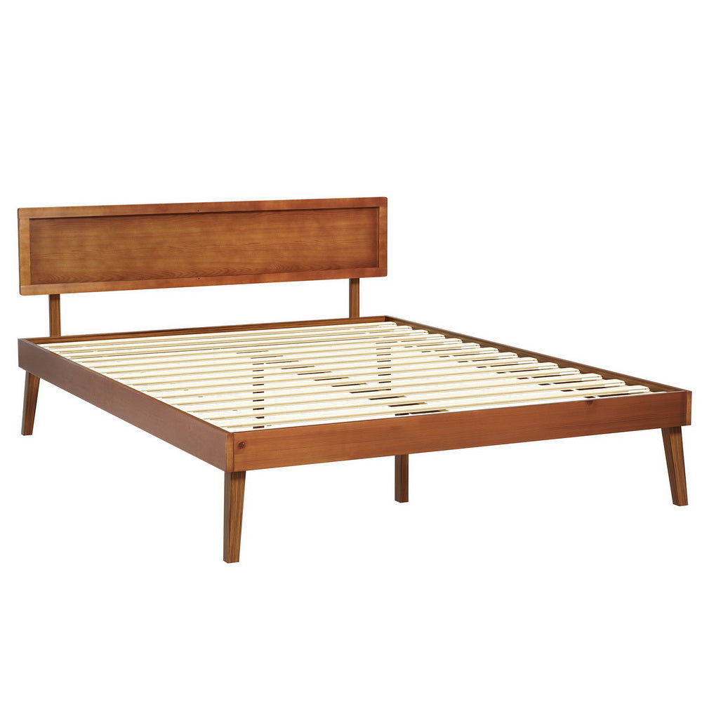 Beds & Bed Frames: Artiss Bed Frame Queen Size Wooden Bed Base Walnut SPLAY