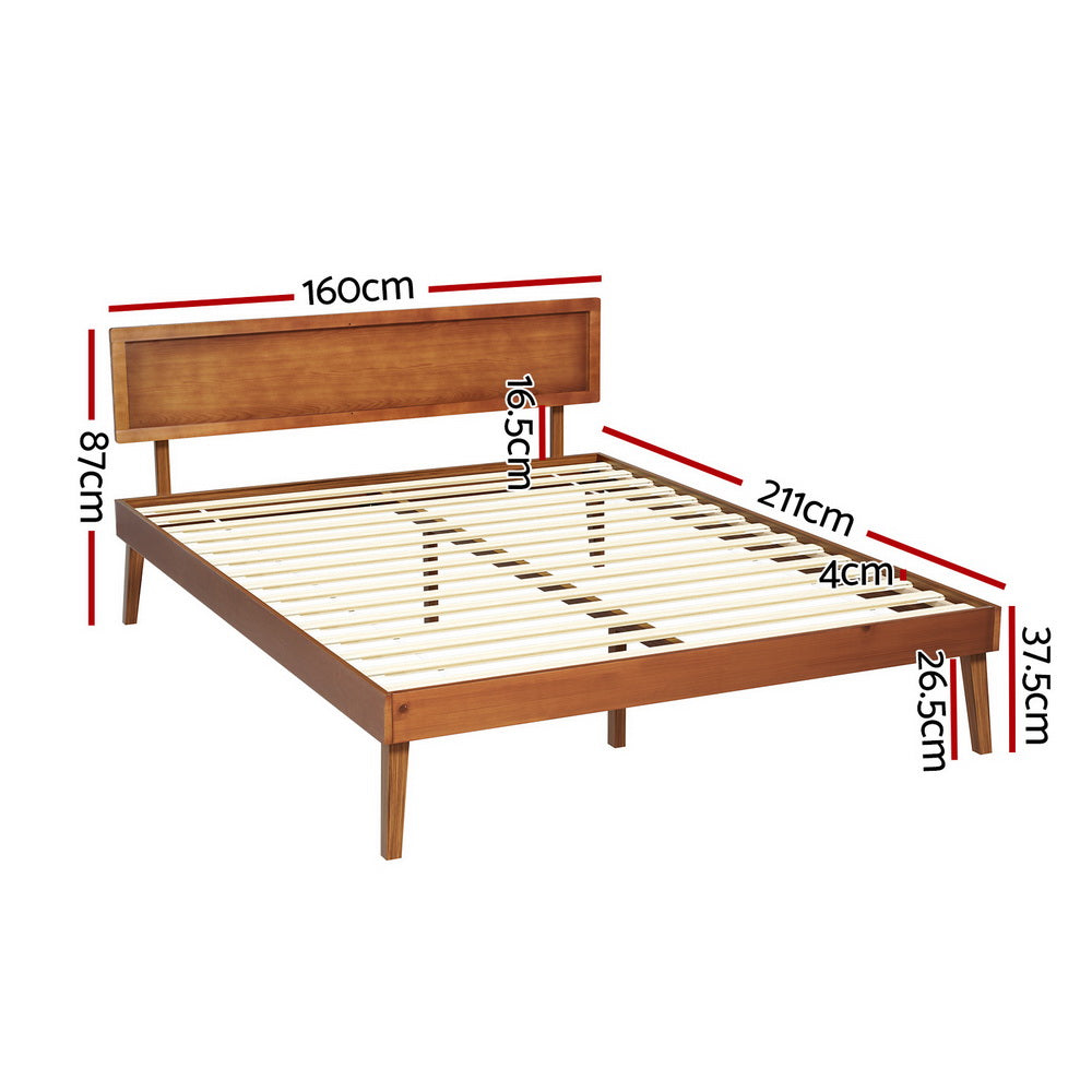 Beds & Bed Frames: Artiss Bed Frame Queen Size Wooden Bed Base Walnut SPLAY
