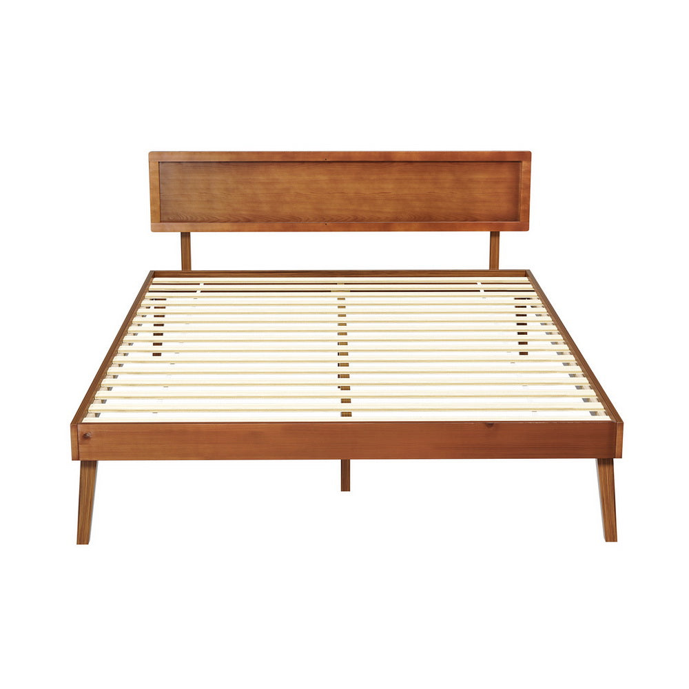 Beds & Bed Frames: Artiss Bed Frame Queen Size Wooden Bed Base Walnut SPLAY