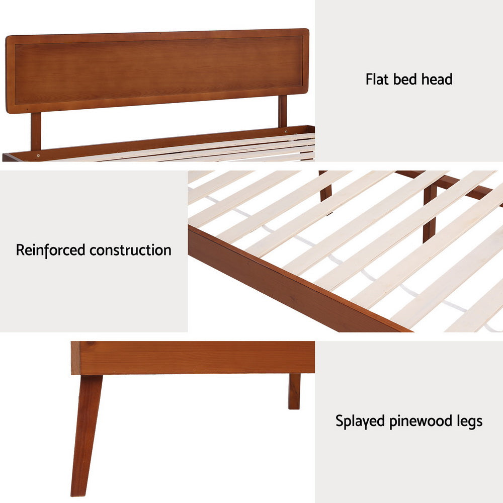 Beds & Bed Frames: Artiss Bed Frame Queen Size Wooden Bed Base Walnut SPLAY
