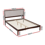 Beds & Bed Frames: Artiss Bed Frame Double Size Wooden Base Mattress Platform Timber Walnut VISE