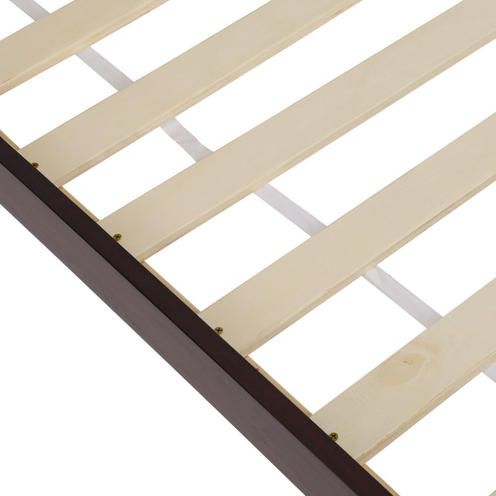 Beds & Bed Frames: Artiss Bed Frame Double Size Wooden Base Mattress Platform Timber Walnut VISE