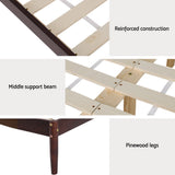 Beds & Bed Frames: Artiss Bed Frame Double Size Wooden Base Mattress Platform Timber Walnut VISE