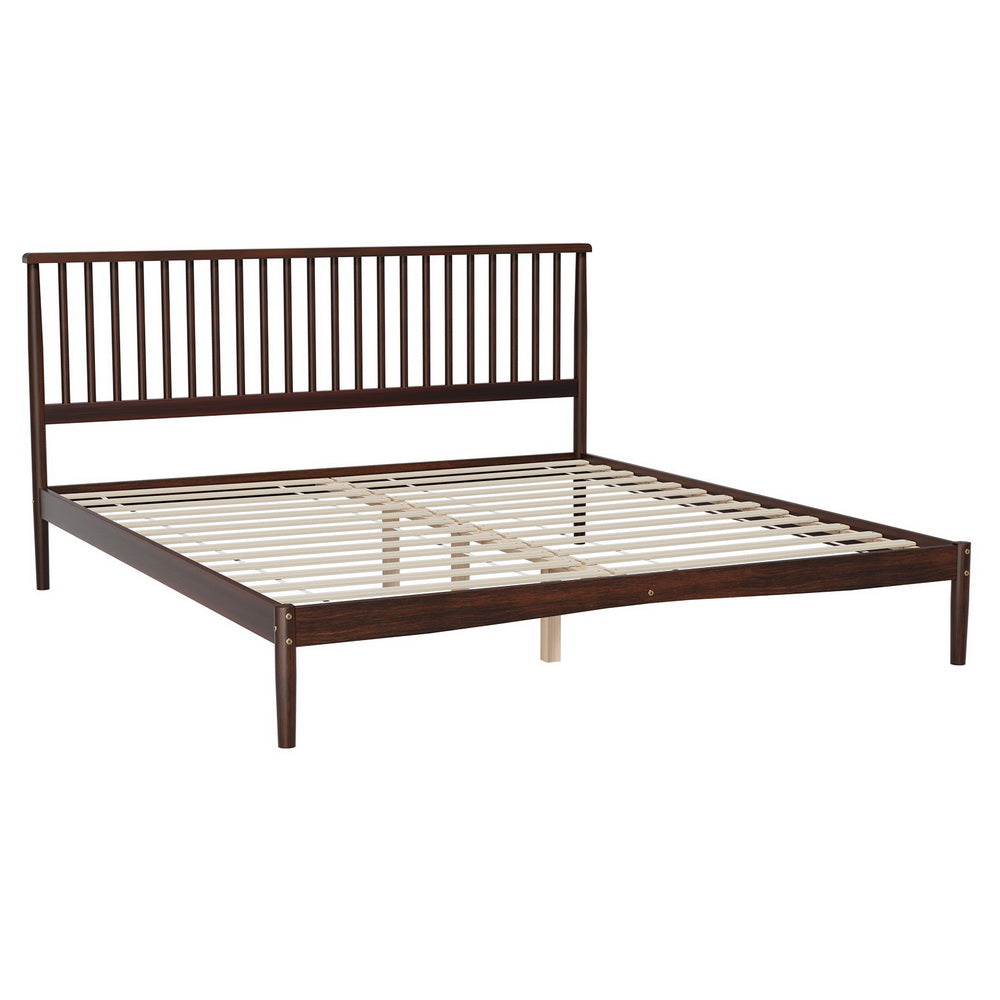 Beds & Bed Frames: Artiss Bed Frame King Size Wooden Base Mattress Platform Timber Walnut VISE