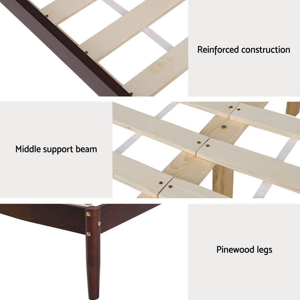 Beds & Bed Frames: Artiss Bed Frame King Size Wooden Base Mattress Platform Timber Walnut VISE