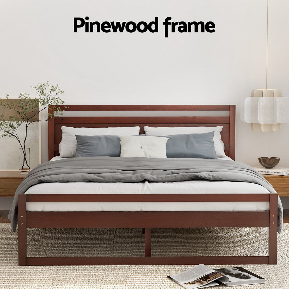 Beds & Bed Frames: Artiss Bed Frame Double Size Wooden Walnut WITTON