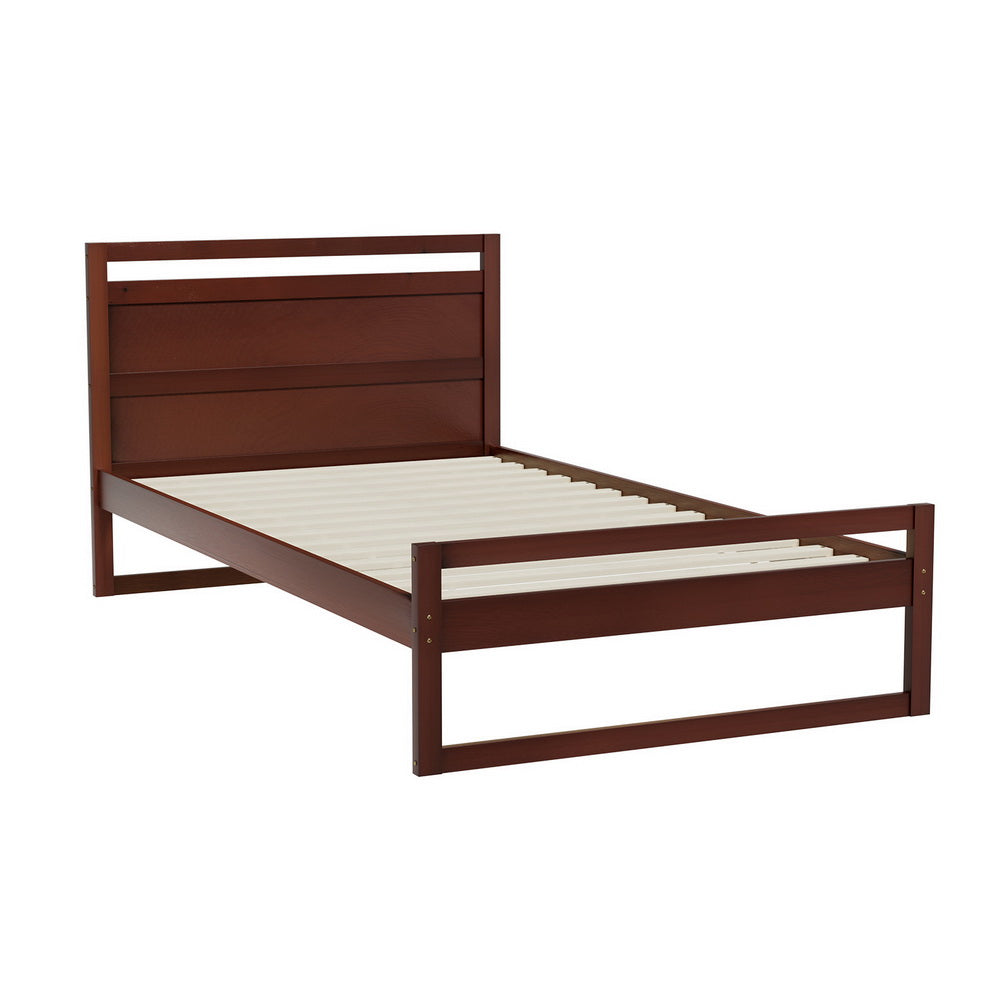 Beds & Bed Frames: Artiss Bed Frame King Single Size Wooden Walnut WITTON