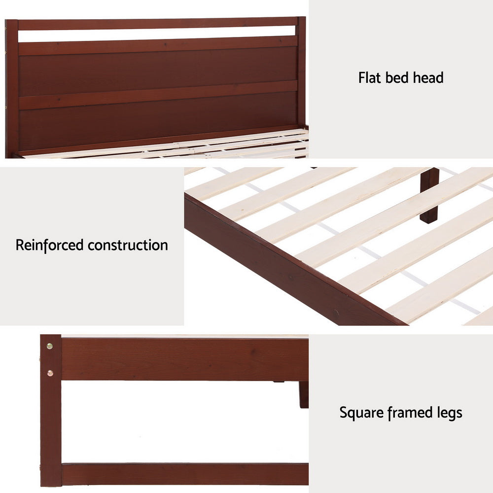 Beds & Bed Frames: Artiss Bed Frame Queen Size Wooden Walnut WITTON