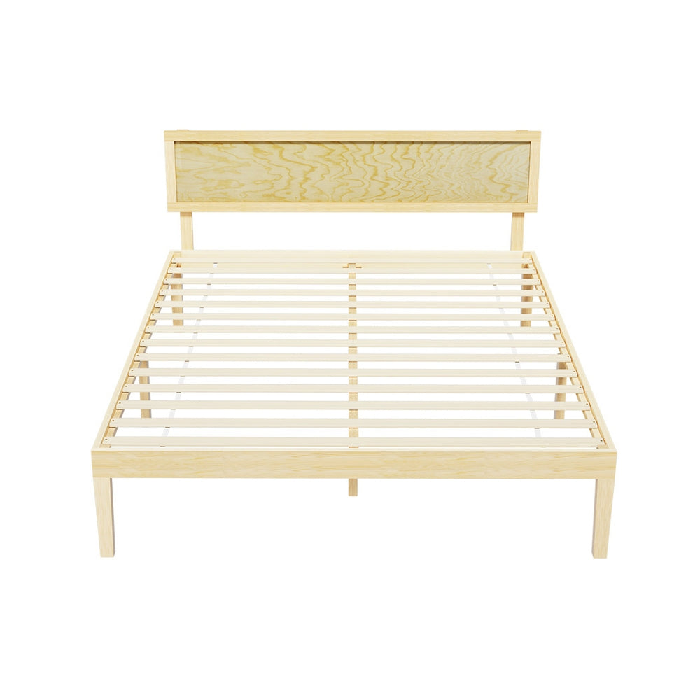Beds & Bed Frames: Artiss Bed Frame Double Size Wooden Base Mattress Platform Timber Pine YUMI