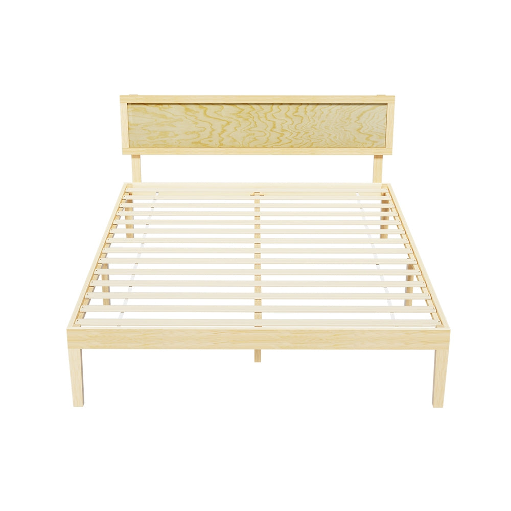 Beds & Bed Frames: Artiss Bed Frame Queen Size Wooden Base Mattress Platform Timber Pine YUMI