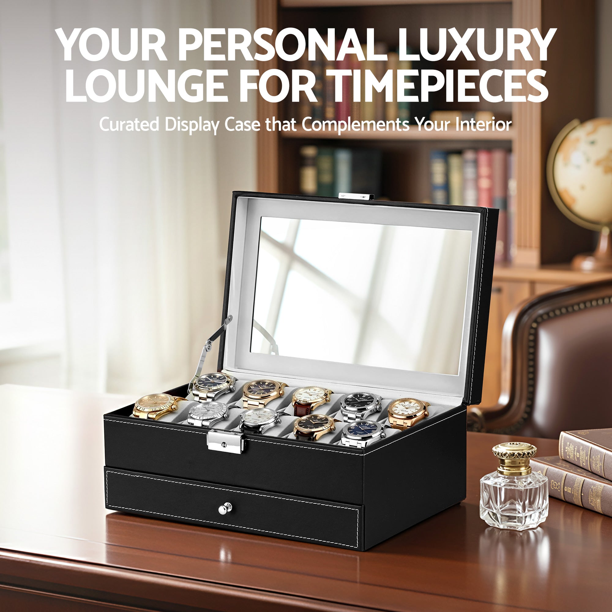 Men's Accessories: Embellir 12 Grids Watch Box Organizer Case Jewelry Display Storage Showcase
