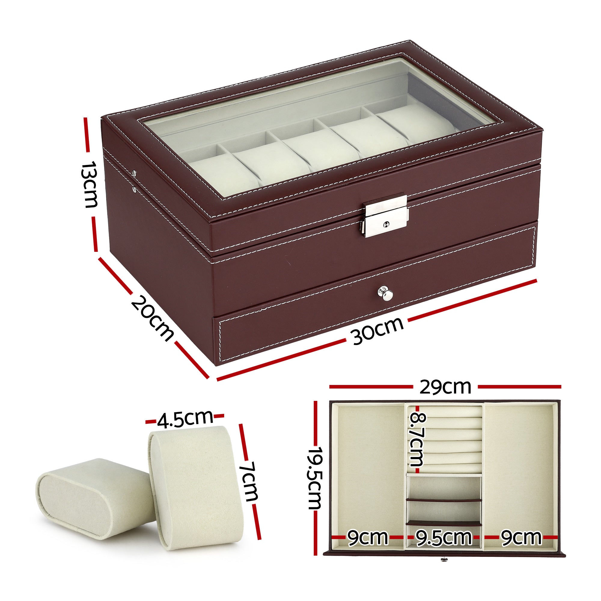 Men's Accessories: Embellir 12 Grids Watch Box Organizer Case Jewelry Display Storage Showcase