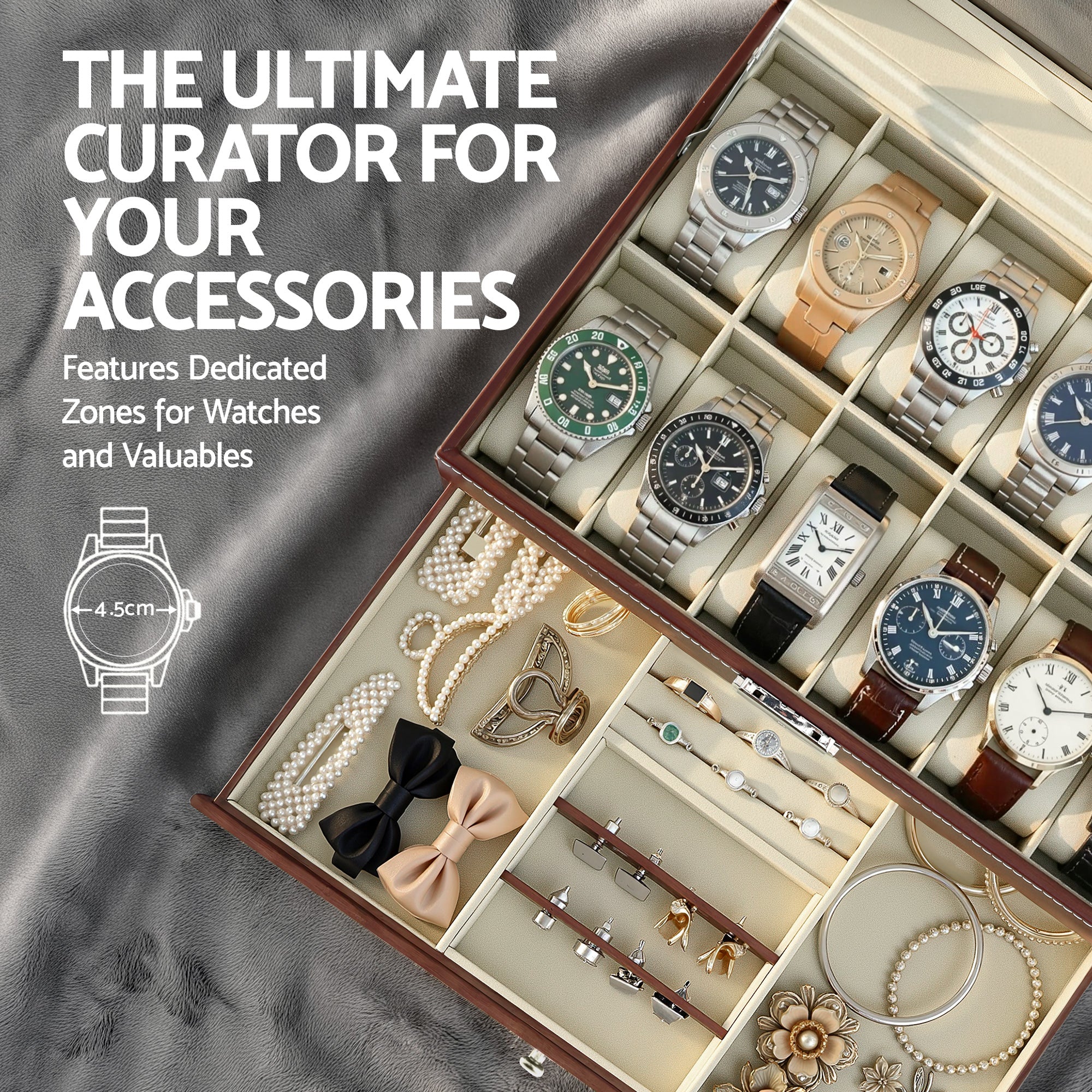 Men's Accessories: Embellir 12 Grids Watch Box Organizer Case Jewelry Display Storage Showcase