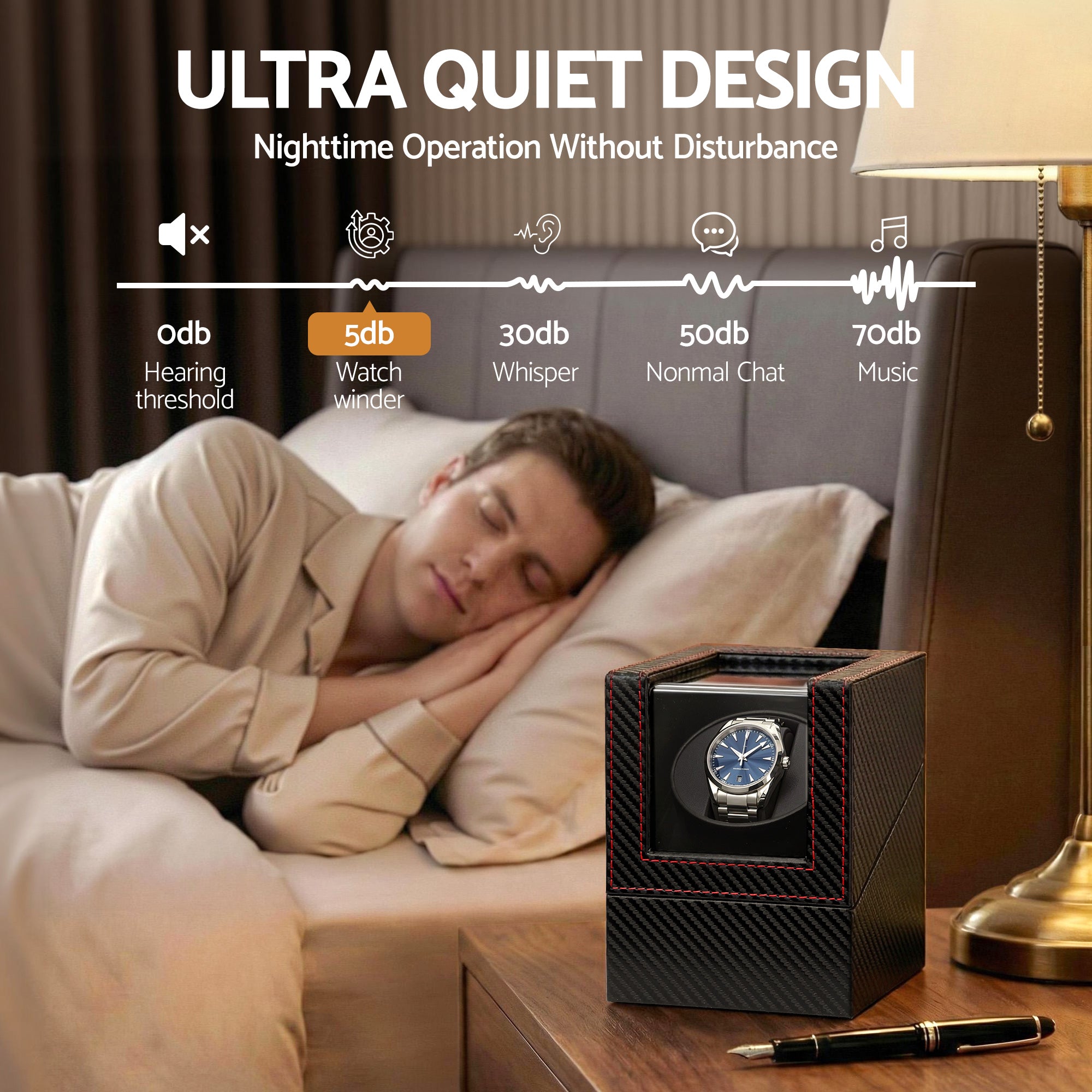 Men's Accessories: Embellir Watch Winder Box Automatic Single Quiet Carbon Fibre Black