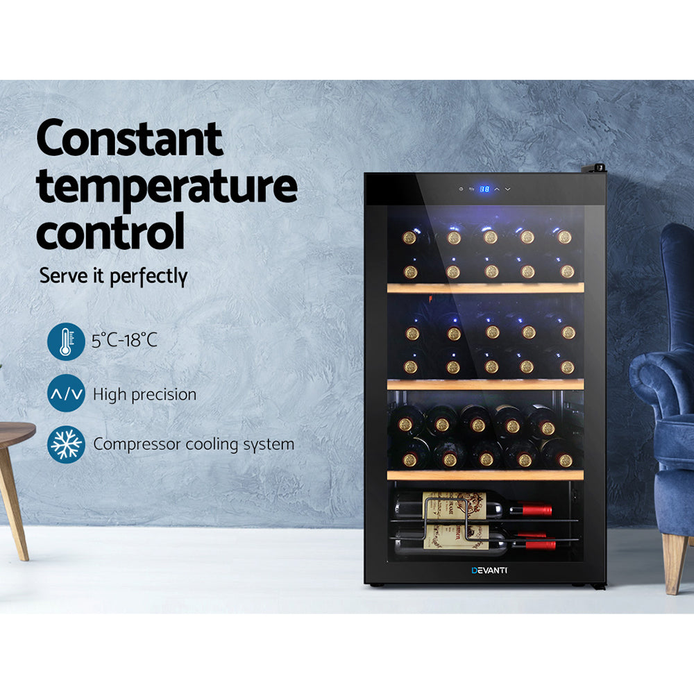 Wine Fridges: Devanti Wine Fridge Cooler 34 Bottles